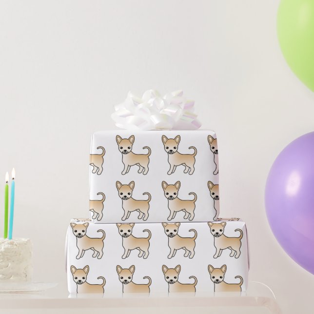 Fawn Smooth Coat Chihuahua Cute Dog Pattern Wrapping Paper (Party Gifts)