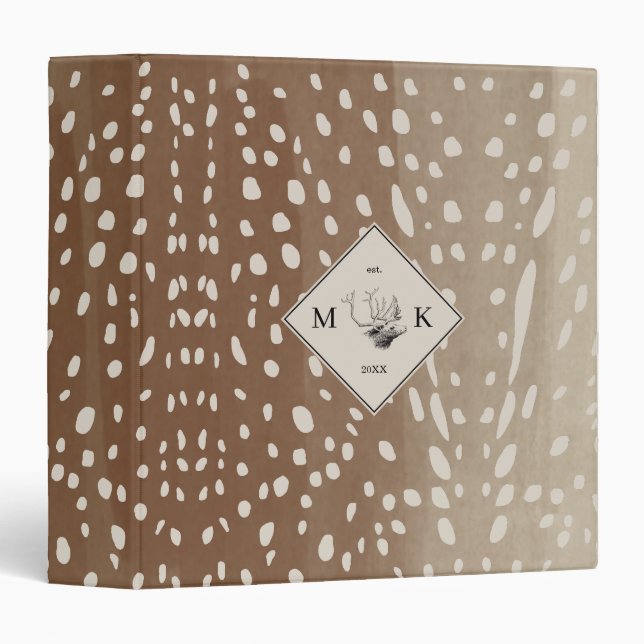 Fawn Spots Baby Deer Animal Print Pattern Monogram Binder (Front/Spine)