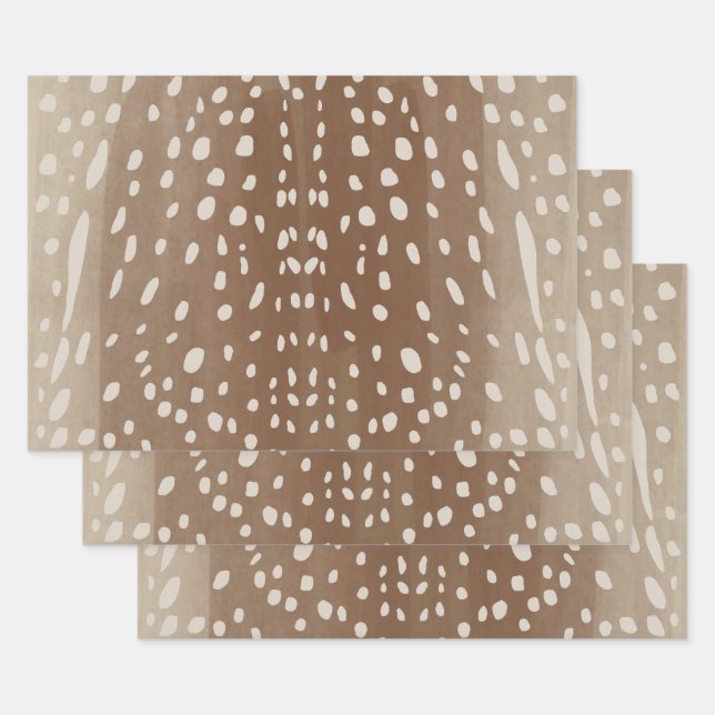 Fawn Spots Baby Deer Animal Print Pattern Wrapping Paper Sheet (Set)