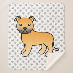 Fawn Staffordshire Bull Terrier Cute Cartoon Dog Sherpa Blanket