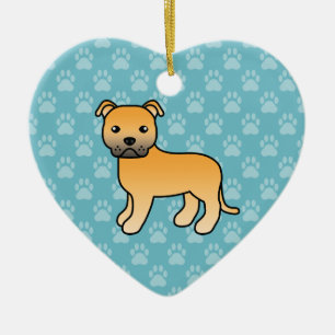 Fawn Staffordshire Bull Terrier Dog Illustration Ceramic Ornament