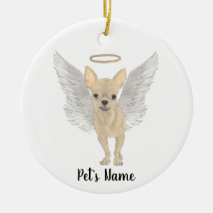 Fawn Tan Cream Chihuahua Sympathy Memorial Ceramic Ornament