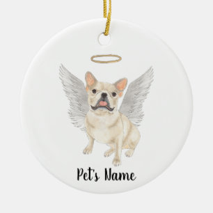 Fawn Tan Cream Frenchie Sympathy Memorial Ceramic Ornament
