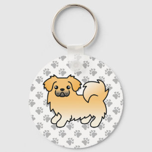 Fawn Tibetan Spaniel Cute Cartoon Dog Keychain