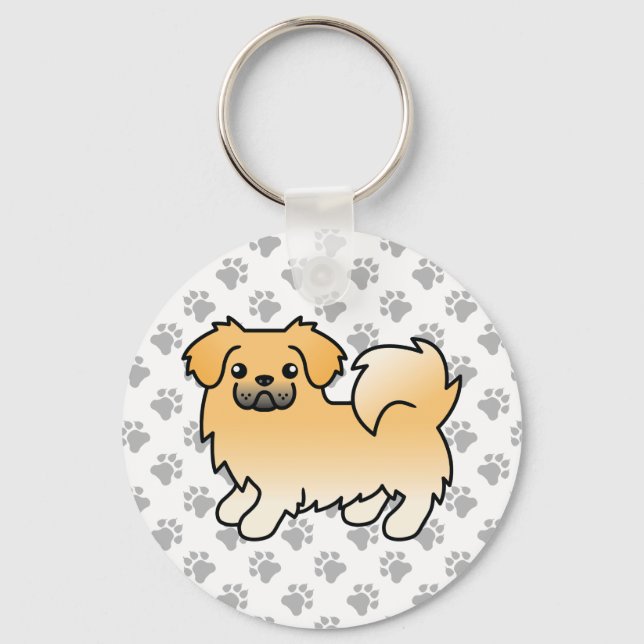 Fawn Tibetan Spaniel Cute Cartoon Dog Keychain (Front)
