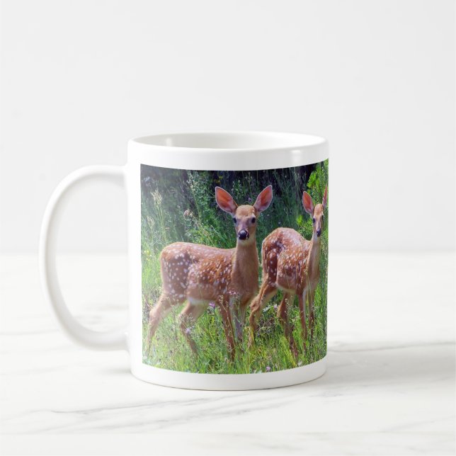 Fawn Twins in the Hawkweed Mug (Left)