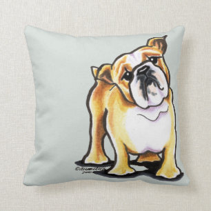Fawn White English Bulldog Portrait Throw Pillow