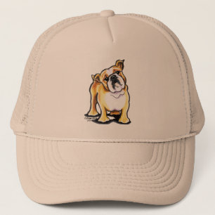 Fawn White English Bulldog Portrait Trucker Hat