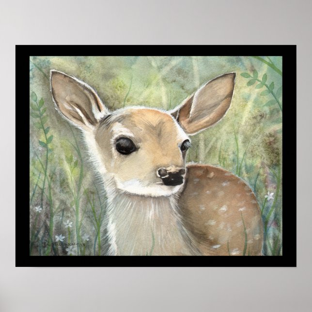 Fawn Wildlife Painting Poster (Front)