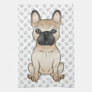 Fawn With Black Mask French Bulldog Dog & Paws Kitchen Towel