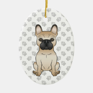 Fawn With Black Mask French Bulldog Dog & Text Ceramic Ornament