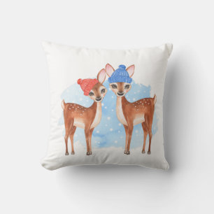 Fawns. Winter Throw Pillow