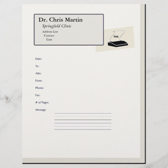 Fax Machine Cover Letter Custom Personalized (Front)