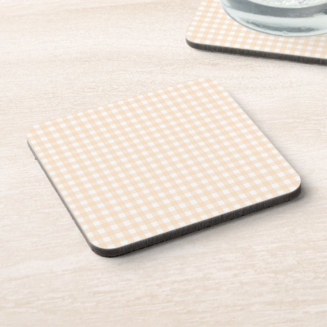 Faye and Lauren Beige Gingham Coaster (Left Side)