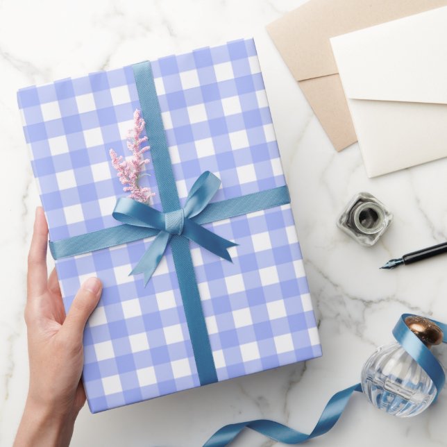 Faye and Lauren Blue Gingham Wrapping Paper (Gifting)