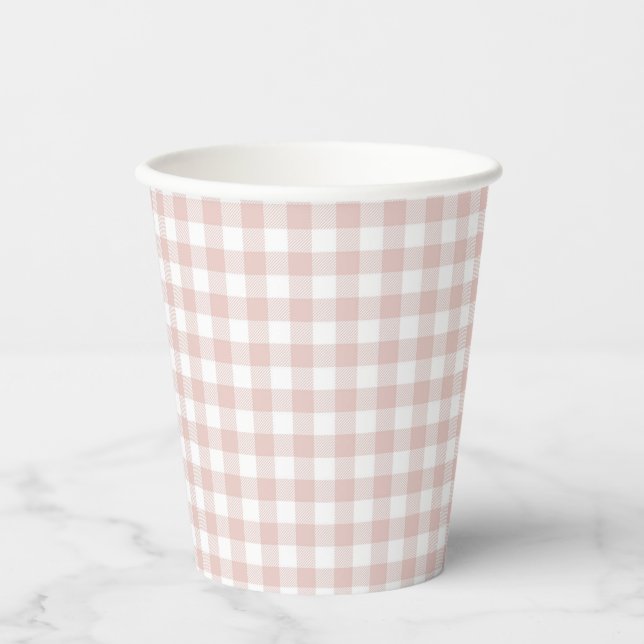 Faye and Lauren Blush Plaid Paper Cups (Front)