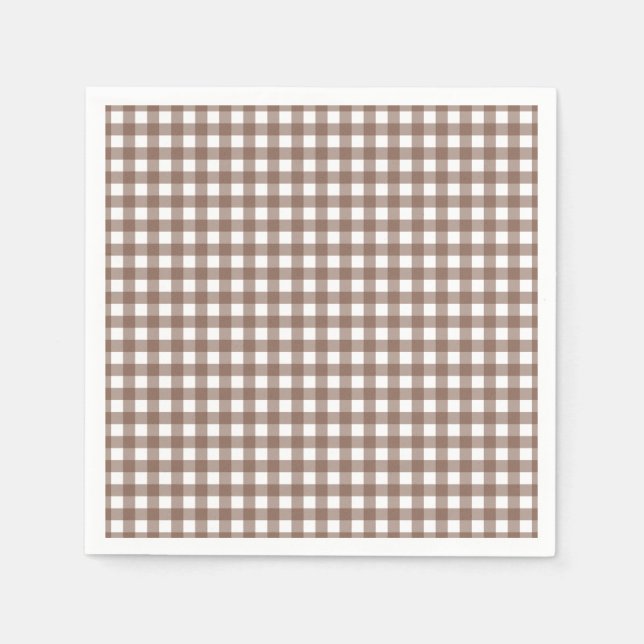 Faye and Lauren Brown Gingham  Napkin (Front)