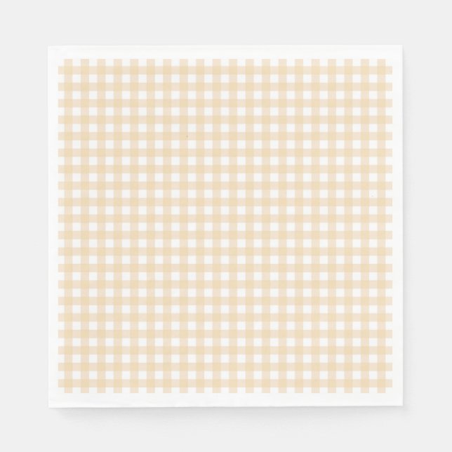 Faye and Lauren Fall Beige Gingham Napkin (Front)