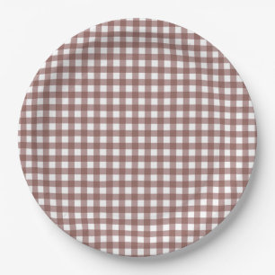 Faye and Lauren Fall Dark Brown Gingham Paper Plate