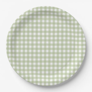 Faye and Lauren Fall Light Green Gingham Paper Plate