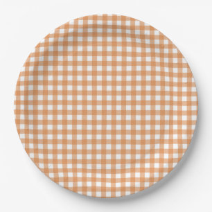 Faye and Lauren Fall Orange Gingham Paper Plate