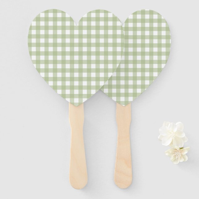 Faye and Lauren Gingham Hand Fan (Front and Back)