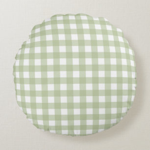 Faye and Lauren Green Gingham Round Pillow