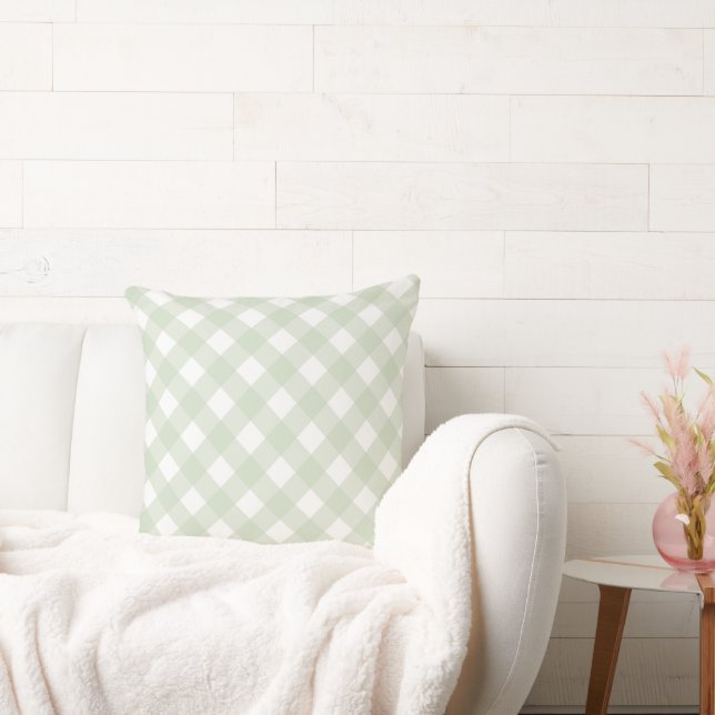 Faye and Lauren Green Gingham Throw Pillow (Couch)