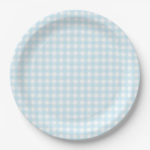 Faye and Lauren Light Blue Gingham Paper Plate