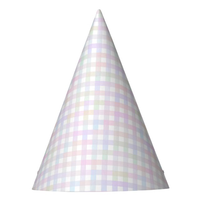 Faye and Lauren Pastel Gingham Multicolor Party Hat (Front)