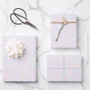 Faye and Lauren Pastel Gingham Multicolor Wrapping Paper Sheet