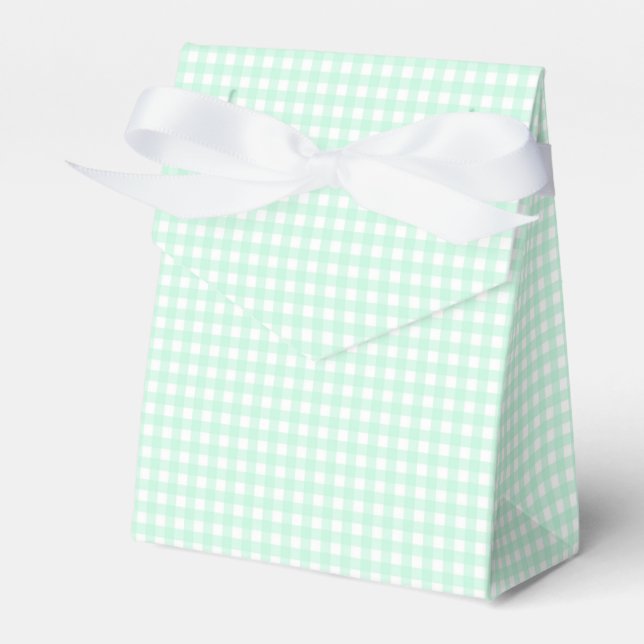 Faye and Lauren Pastel Green Gingham Favor Box (Front Side)