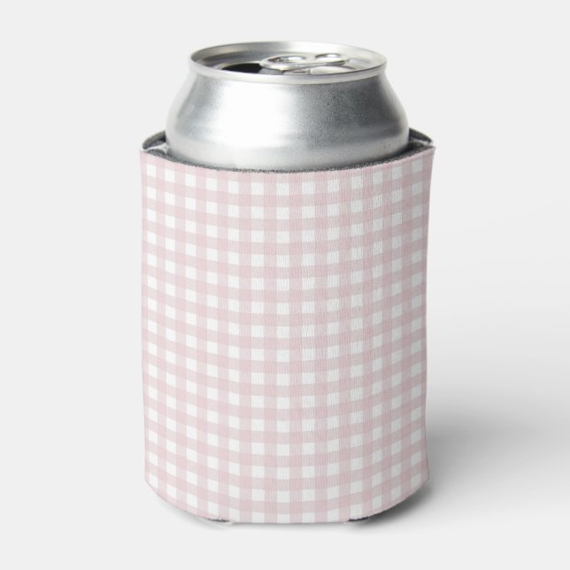 Faye and Lauren Pastel Pink Gingham Can Cooler (Can Front)