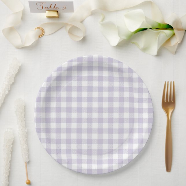 Faye and Lauren Pastel Purple Plaid  Paper Plate (Wedding)