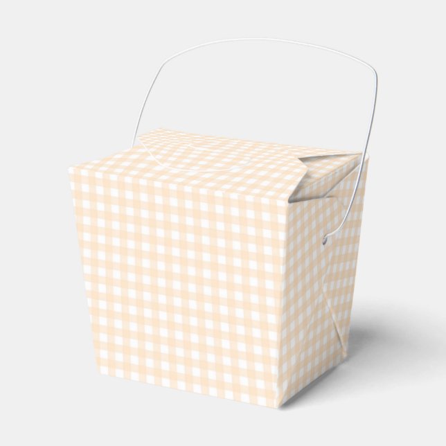 Faye and Lauren Peach Gingham  Favor Box (Front Side)
