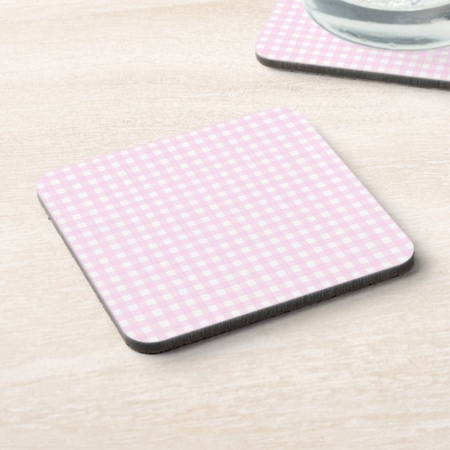 Faye and Lauren Pink Gingham Coaster (Left Side)