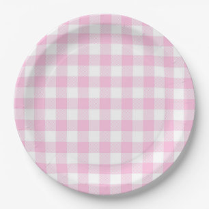 Faye and Lauren Pink Plaid Paper Plate