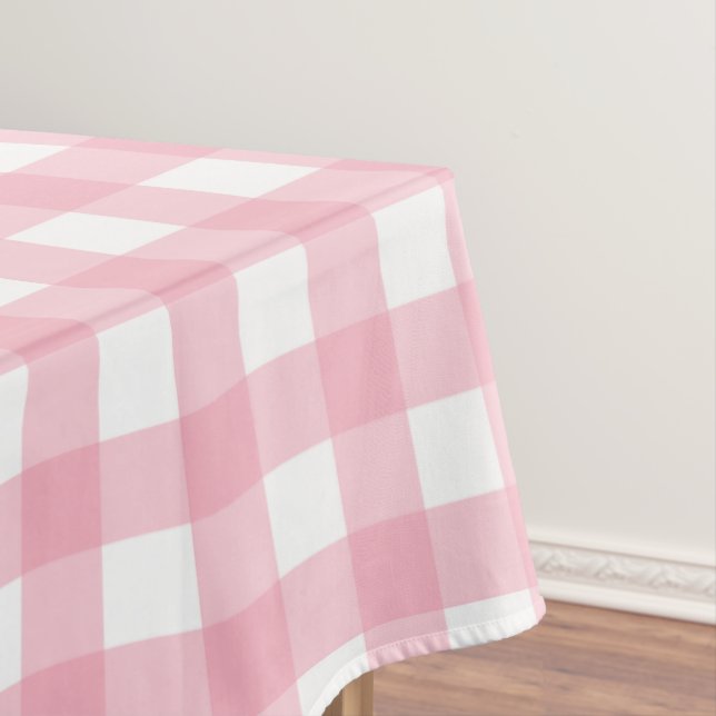 Faye and Lauren Pink Plaid Tablecloth (In Situ)