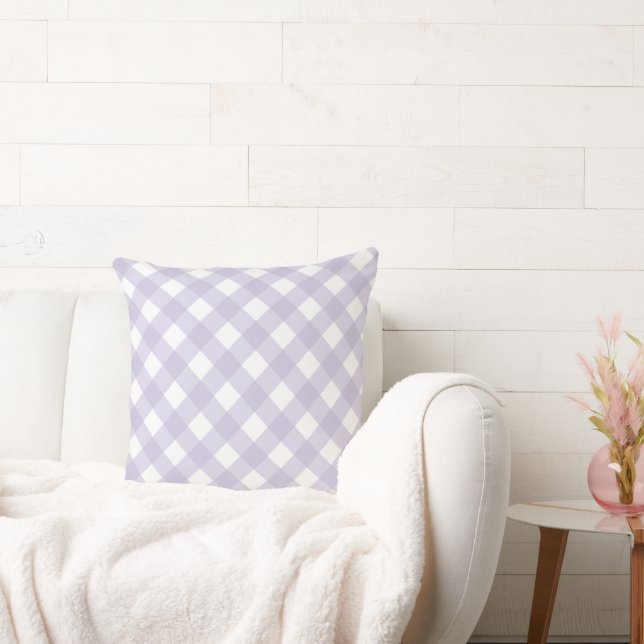 Faye and Lauren Purple Gingham Throw Pillow (Couch)
