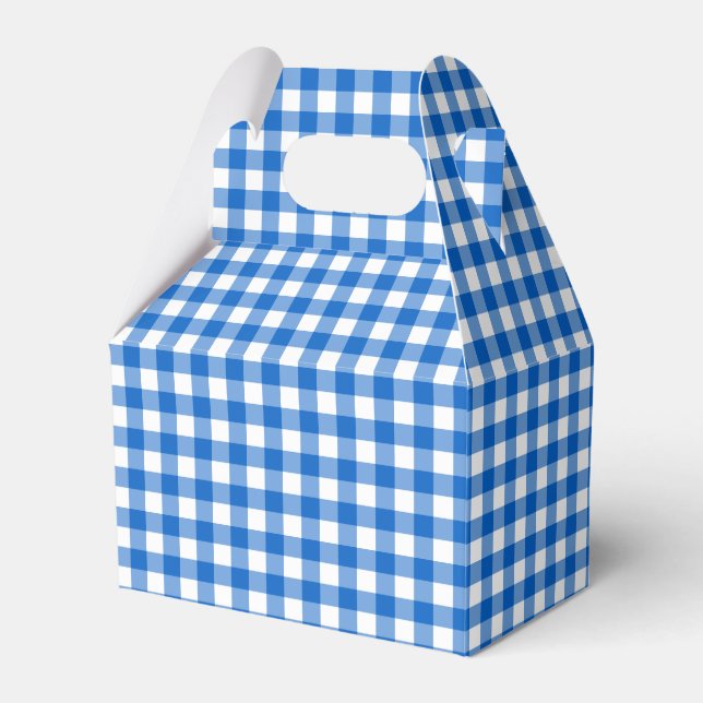 Faye and Lauren Sky Blue Gingham Favor Box (Front Side)