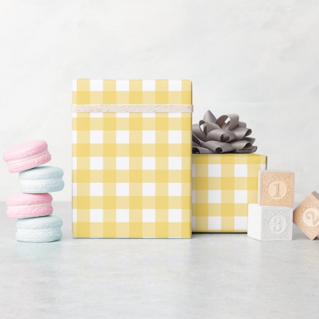 Faye and Lauren Yellow Gingham Wrapping Paper (Baby Shower)