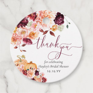 Faye Burgundy Fall Autumn Floral Thank You Favour Tags