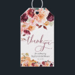 Faye Burgundy Fall Floral Thank You Bridal Shower Gift Tags<br><div class="desc">This bridal shower favour tags features an autumn burgundy floral design. The script heading is an image that cannot be edited. All of the other text is fully editable. For more advanced customization of this design,  simply select the "Customize It" button above.</div>