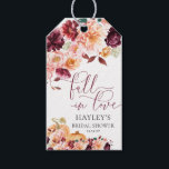 Faye Burgundy Fall In Love Autumn Bridal Shower Gift Tags<br><div class="desc">This bridal shower favour tags features an autumn burgundy floral design. The script heading is an image that cannot be edited. All of the other text is fully editable. For more advanced customization of this design,  simply select the "Customize It" button above.</div>