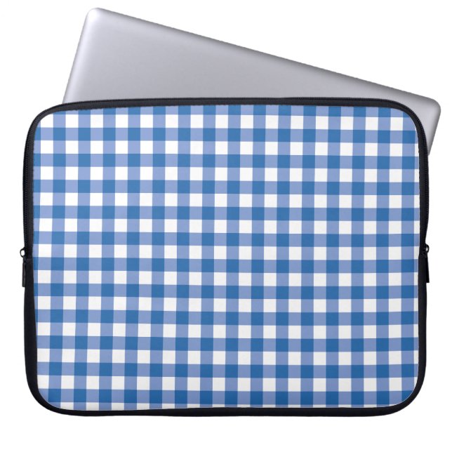 Faye & Lauren Blue Gingham Laptop Sleeve (Front)
