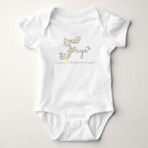 Faye name meaning girls decorative letter F Baby Bodysuit