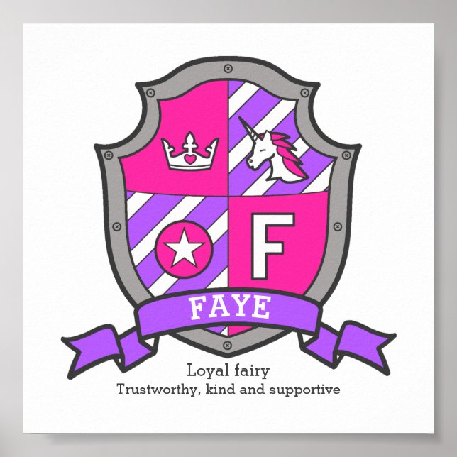 Faye name meaning unicorn princess letter F Poster (Front)