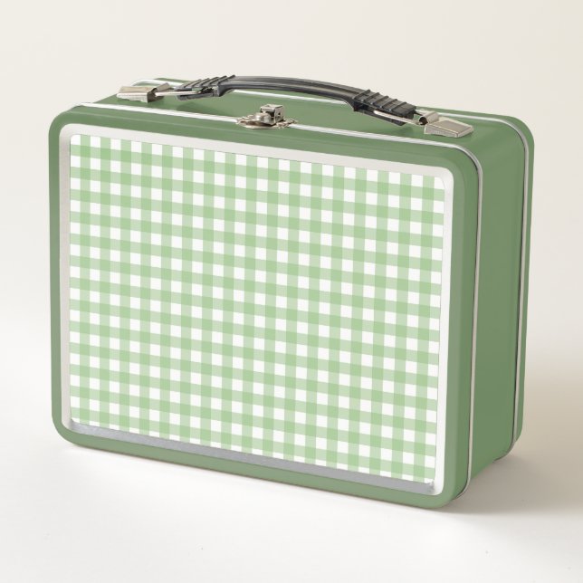 FayeandLauren Green Plaid Buffalo Pattern Metal Lunch Box (Front)