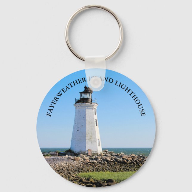 Fayerweather Island Lighthouse Connecticut Keyring (Front)