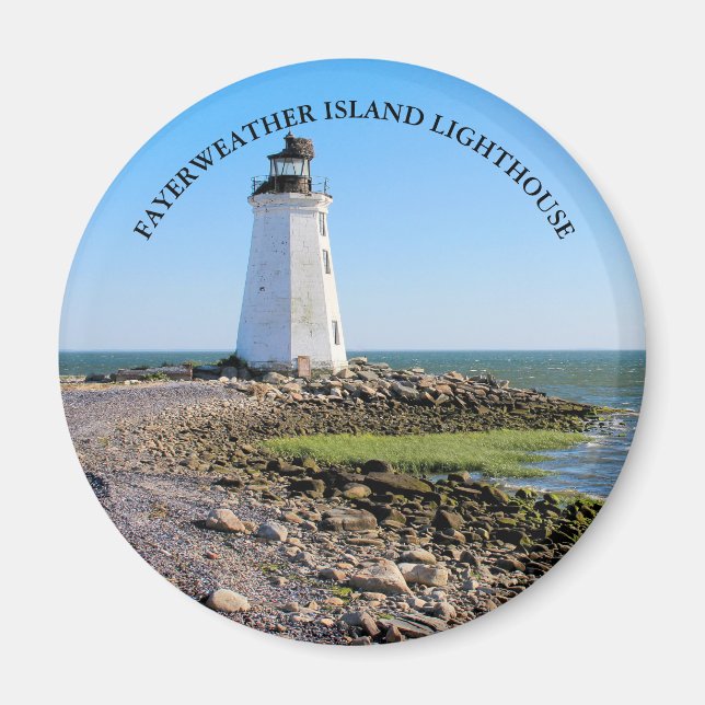 Fayerweather Island Lighthouse CT Round Magnet (Devant)